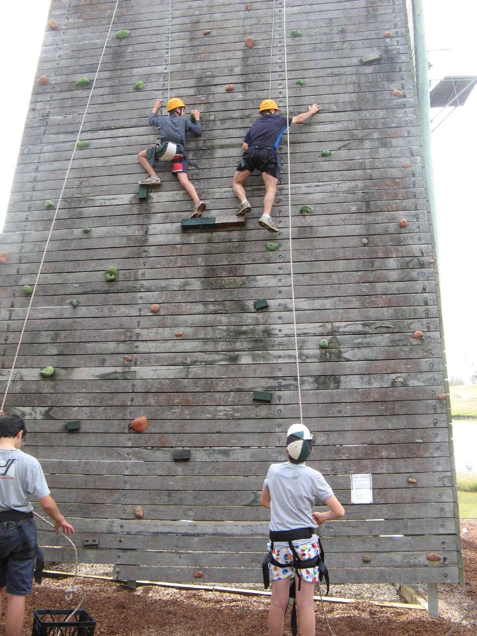 Students scaling the climbing frame, 2013.