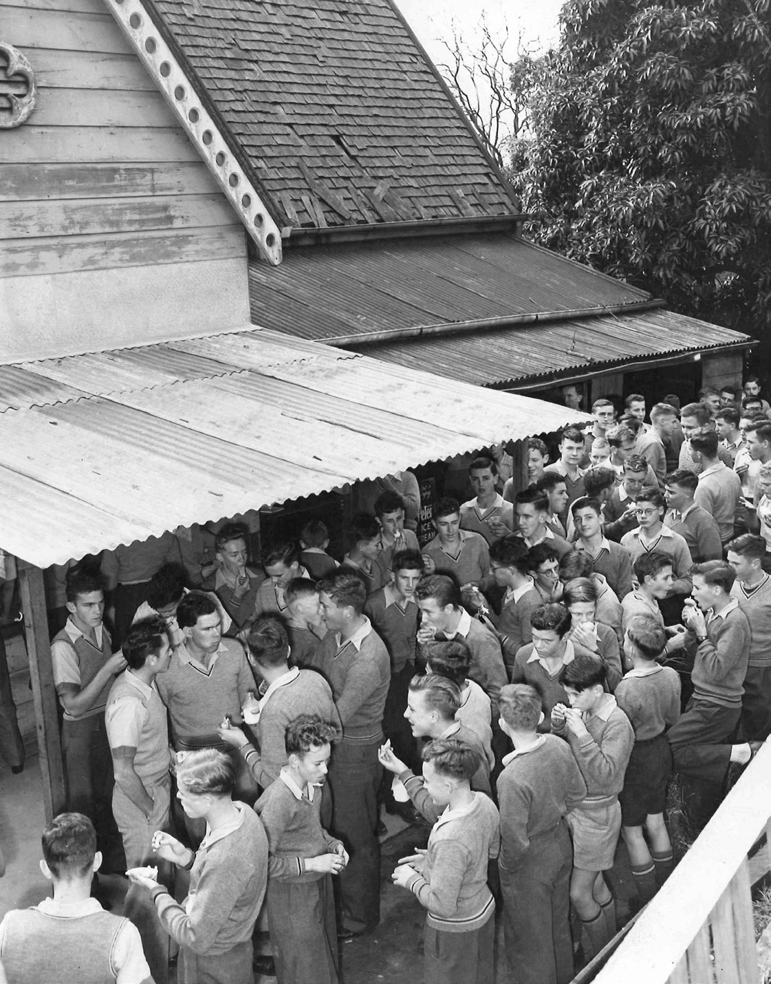 Boys at tuckshop, circa 1955.