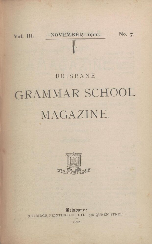 Cover of the 1900 School Magazine
