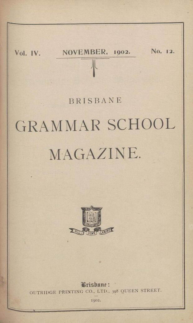 Cover of the 1902 School Magazine
