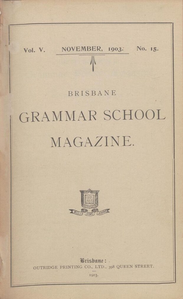 Cover of the 1903 School Magazine