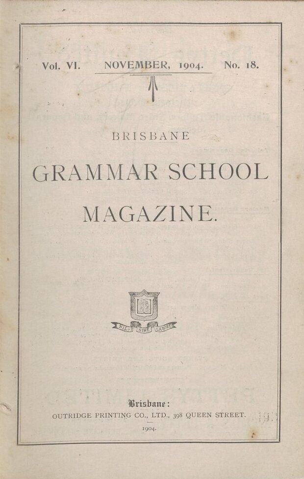 Cover of the 1904 School Magazine