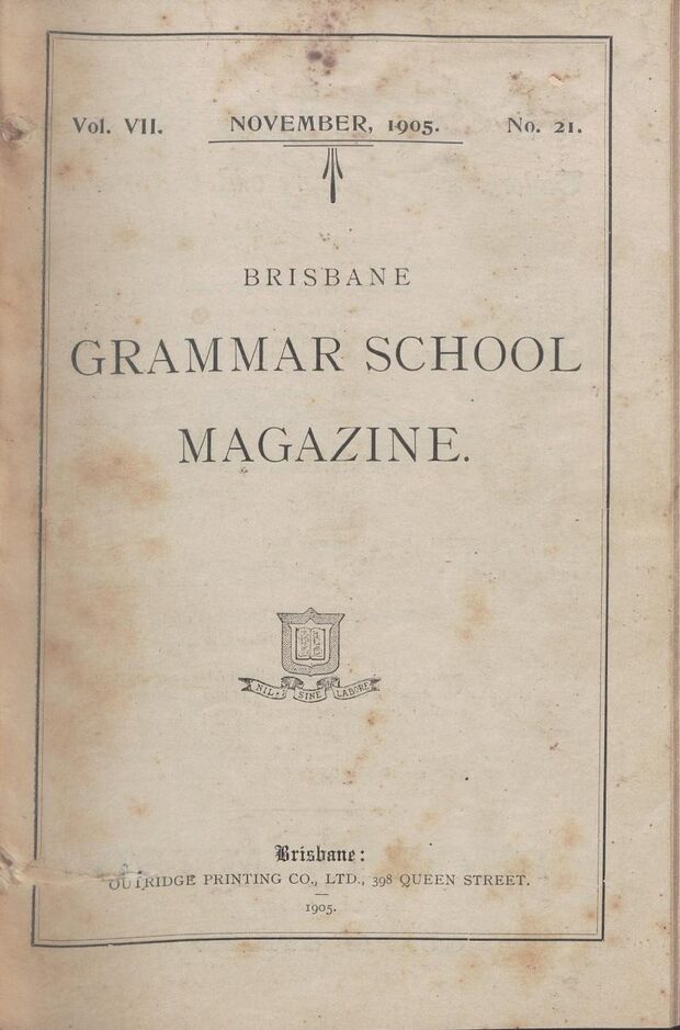 Cover of the 1905 School Magazine