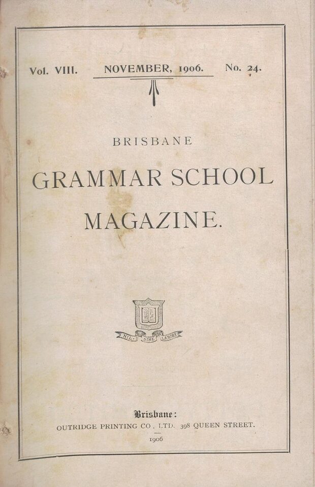 Cover of the 1906 School Magazine