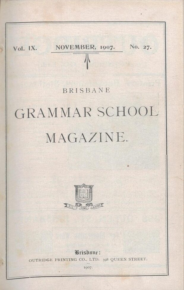Cover of the 1907 School Magazine