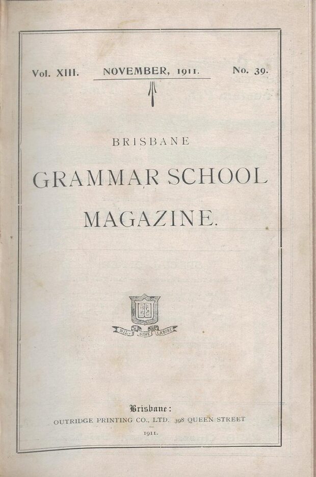 Cover of the 1911 School Magazine