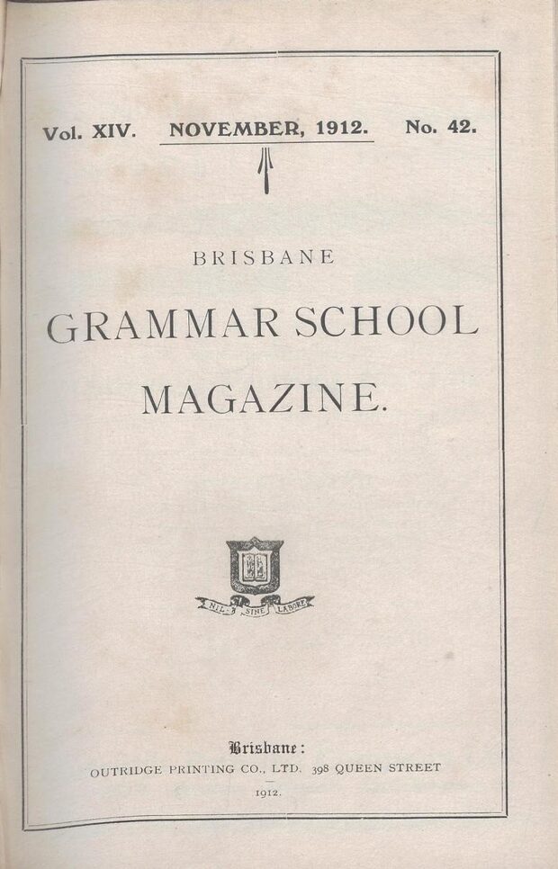 Cover of the 1912 School Magazine