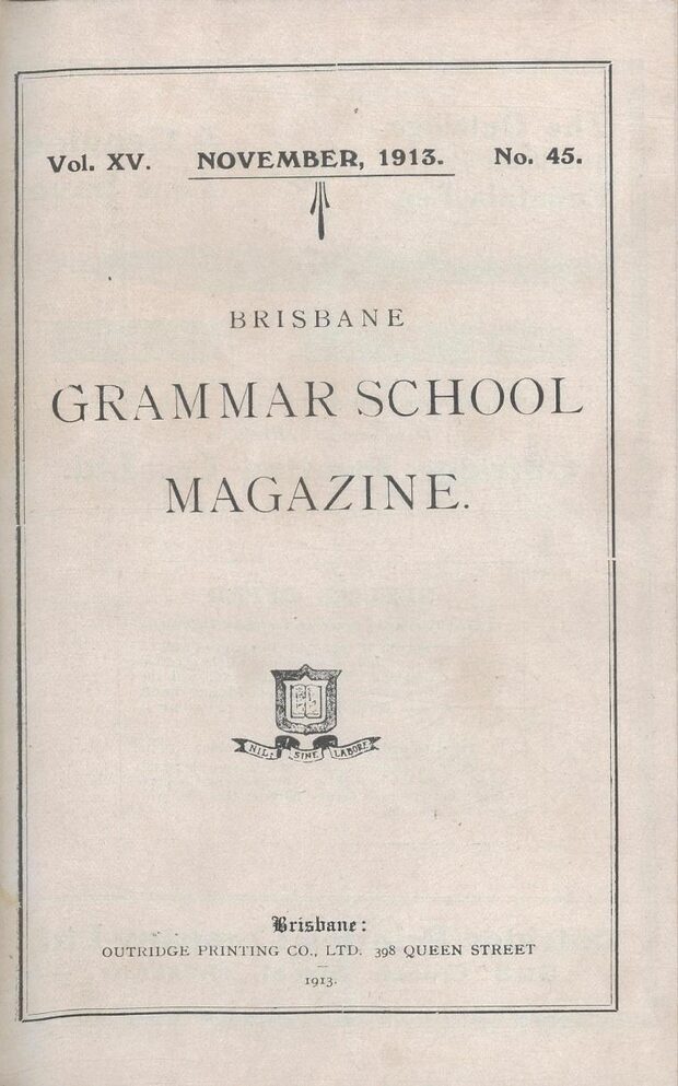 Cover of the 1913 School Magazine