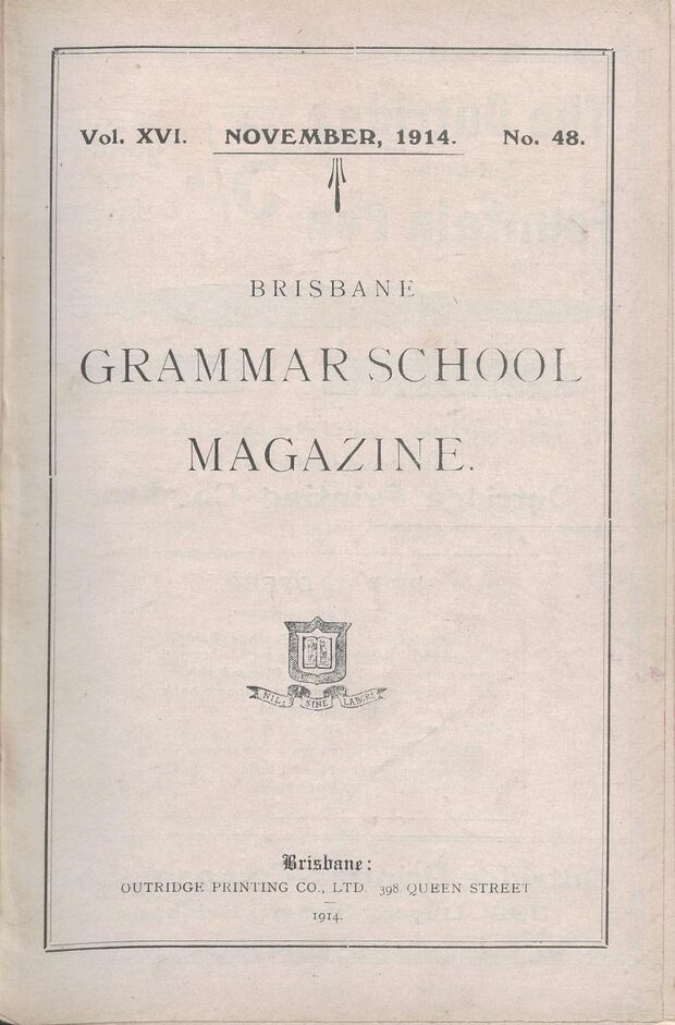 Cover of the 1914 School Magazine