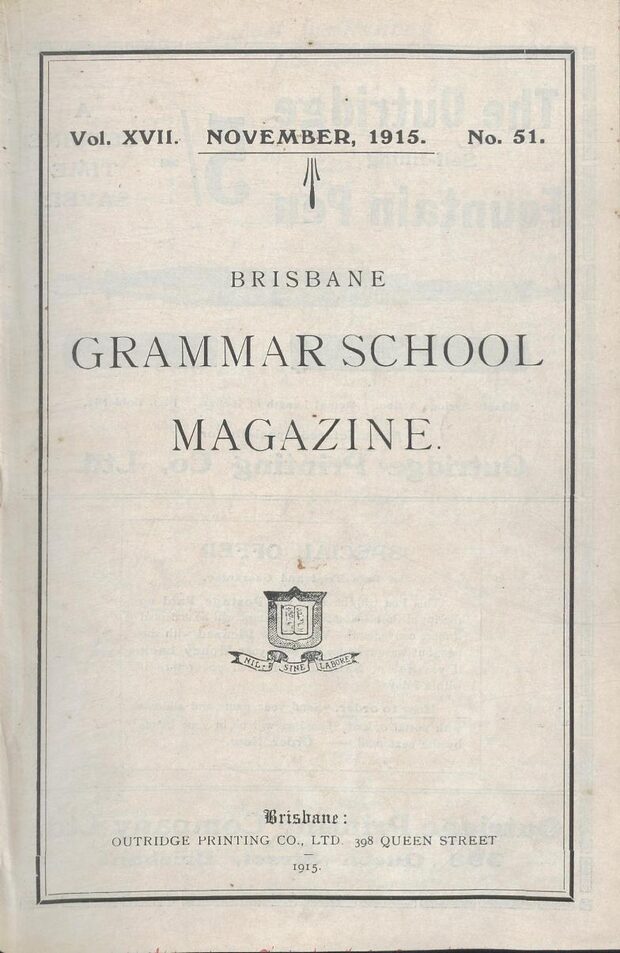 Cover of the 1915 School Magazine
