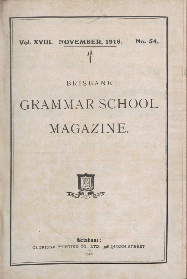 Cover of the 1916 School Magazine