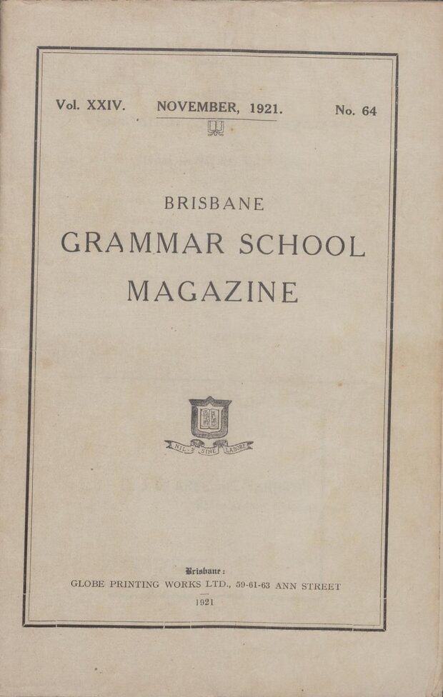 Cover of the 1921 School Magazine