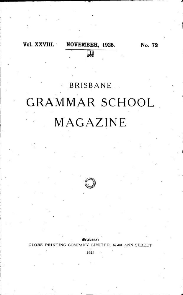 Cover of the 1925 School Magazine